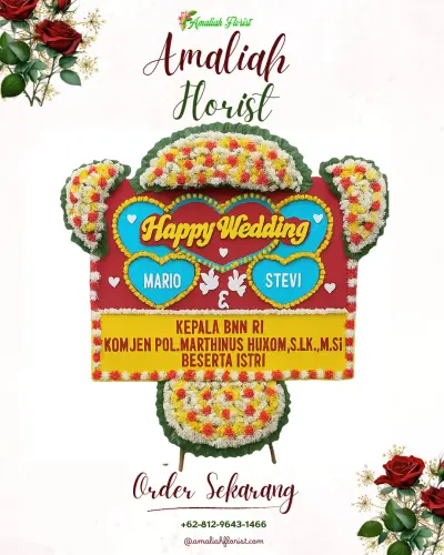 Karangan Papan Bunga Pernikahan di Suka Asih